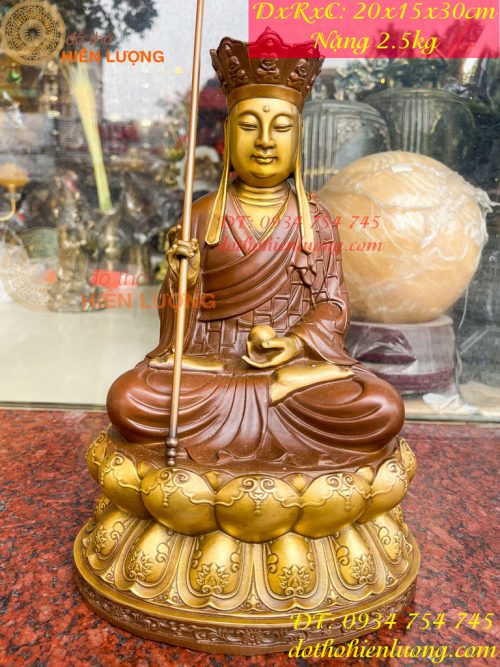 Bộ tượng phật ta bà tam thánh bằng đồng áo nâu cao 30cm, nặng 7,5kg