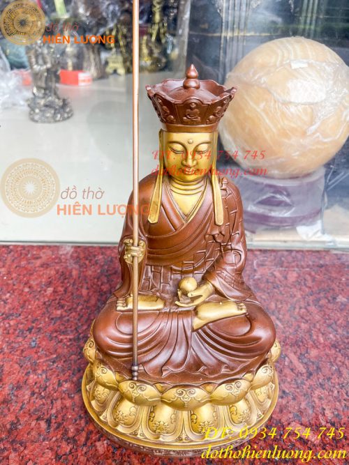 Bộ tượng phật ta bà tam thánh bằng đồng áo nâu cao 30cm, nặng 7,5kg