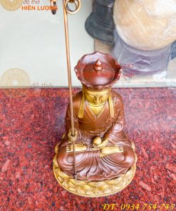 Bộ tượng phật ta bà tam thánh bằng đồng áo nâu cao 30cm, nặng 7,5kg