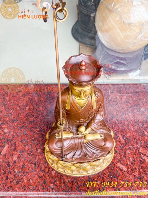Bộ tượng phật ta bà tam thánh bằng đồng áo nâu cao 30cm, nặng 7,5kg