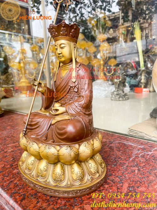 Bộ tượng phật ta bà tam thánh bằng đồng áo nâu cao 30cm, nặng 7,5kg