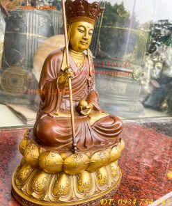 Bộ tượng phật ta bà tam thánh bằng đồng áo nâu cao 30cm, nặng 7,5kg