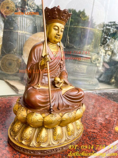 Bộ tượng phật ta bà tam thánh bằng đồng áo nâu cao 30cm, nặng 7,5kg