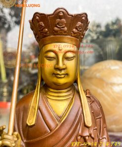 Bộ tượng phật ta bà tam thánh bằng đồng áo nâu cao 30cm, nặng 7,5kg