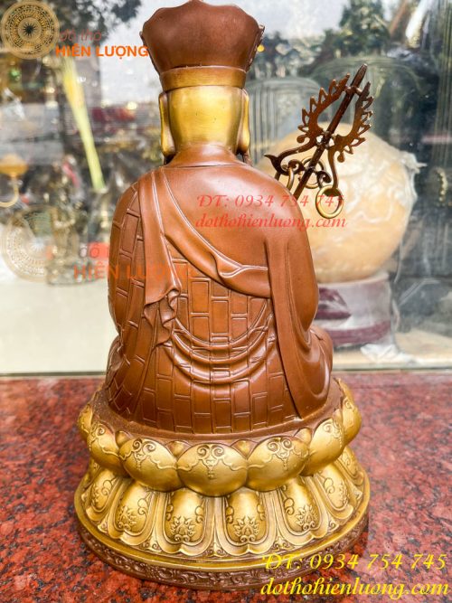 Bộ tượng phật ta bà tam thánh bằng đồng áo nâu cao 30cm, nặng 7,5kg