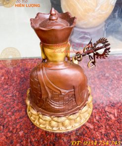 Bộ tượng phật ta bà tam thánh bằng đồng áo nâu cao 30cm, nặng 7,5kg
