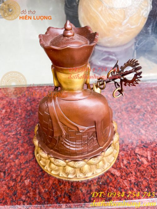 Bộ tượng phật ta bà tam thánh bằng đồng áo nâu cao 30cm, nặng 7,5kg