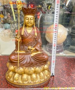 Bộ Tượng Phật Ta Bà Tam Thánh Bằng Đồng Áo Nâu Cao 40cm