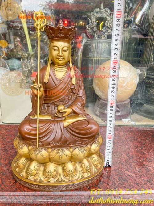 Bộ Tượng Phật Ta Bà Tam Thánh Bằng Đồng Áo Nâu Cao 40cm