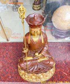 Bộ Tượng Phật Ta Bà Tam Thánh Bằng Đồng Áo Nâu Cao 40cm