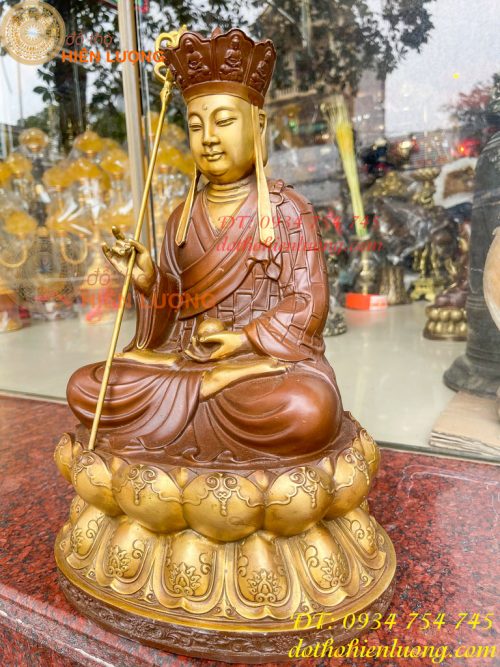 Bộ Tượng Phật Ta Bà Tam Thánh Bằng Đồng Áo Nâu Cao 40cm