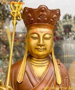 Bộ Tượng Phật Ta Bà Tam Thánh Bằng Đồng Áo Nâu Cao 40cm