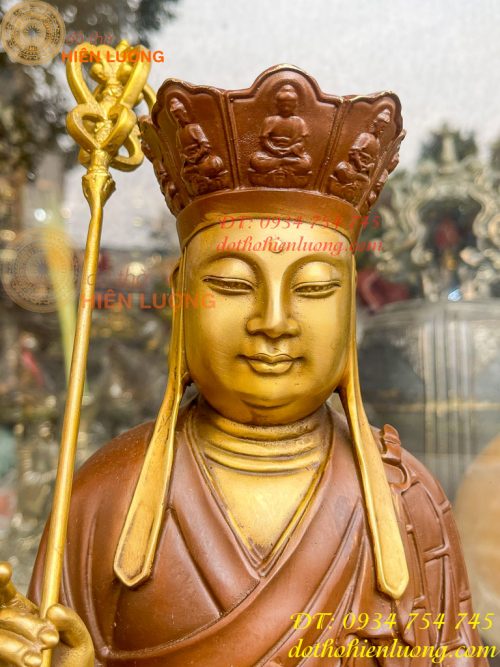 Bộ Tượng Phật Ta Bà Tam Thánh Bằng Đồng Áo Nâu Cao 40cm