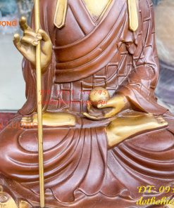 Bộ Tượng Phật Ta Bà Tam Thánh Bằng Đồng Áo Nâu Cao 40cm