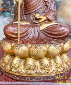 Bộ Tượng Phật Ta Bà Tam Thánh Bằng Đồng Áo Nâu Cao 40cm