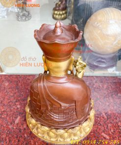 Bộ Tượng Phật Ta Bà Tam Thánh Bằng Đồng Áo Nâu Cao 40cm