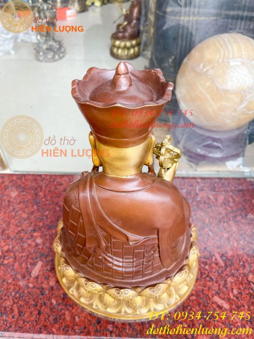 Bộ Tượng Phật Ta Bà Tam Thánh Bằng Đồng Áo Nâu Cao 40cm