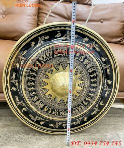 Cồng chiêng Tây nguyên họa tiết hoa văn trống đồng đk 60cm, nặng 8,3kg