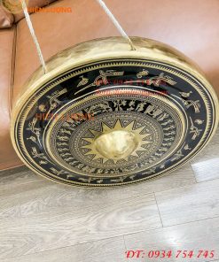 Cồng chiêng Tây nguyên họa tiết hoa văn trống đồng đk 60cm, nặng 8,3kg