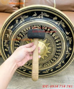 Cồng chiêng Tây nguyên họa tiết hoa văn trống đồng đk 60cm, nặng 8,3kg