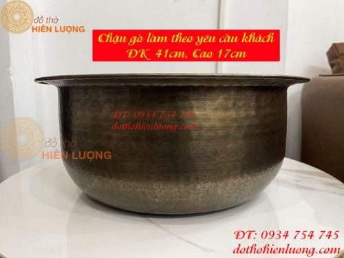 Chậu đồng ngâm chân Spa đường kính 42cm (gò tay theo yêu cầu)