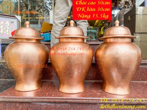 Đôi Chóe Thờ Cúng Bằng Đồng Đỏ Cao 50cm, Nặng 15,5Kg