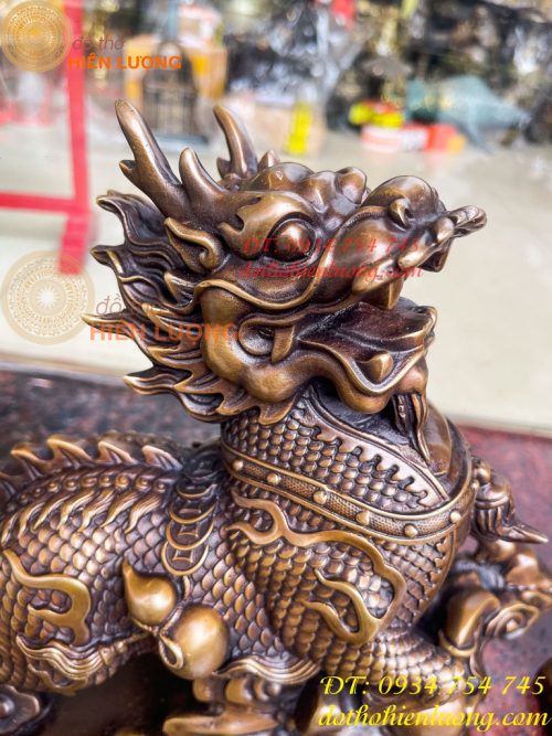Đôi Hỏa Kỳ Lân Bằng Đồng Ôm Hũ Vàng Và Hồ Lô Cao 30cm