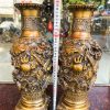 Đôi Lục Bình Rồng Nổi Bằng Đồng Hun Cao 38cm, nặng 8kg