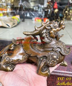 Đôi Tỳ Hưu Có Cánh Bằng Đồng Hun Cao 14cm, nặng 2,5kg