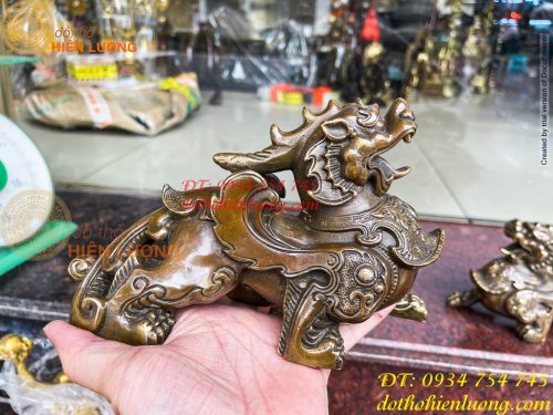 Đôi Tỳ Hưu Có Cánh Bằng Đồng Hun Cao 14cm, nặng 2,5kg