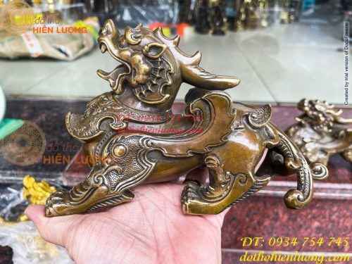 Đôi Tỳ Hưu Có Cánh Bằng Đồng Hun Cao 14cm, nặng 2,5kg
