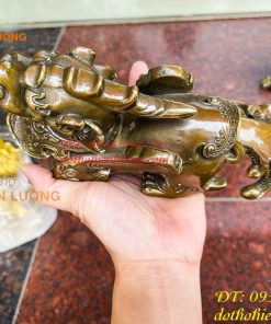 Đôi Tỳ Hưu Có Cánh Bằng Đồng Hun Cao 14cm, nặng 2,5kg