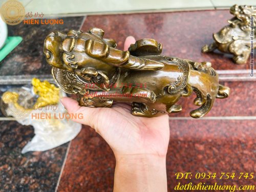 Đôi Tỳ Hưu Có Cánh Bằng Đồng Hun Cao 14cm, nặng 2,5kg