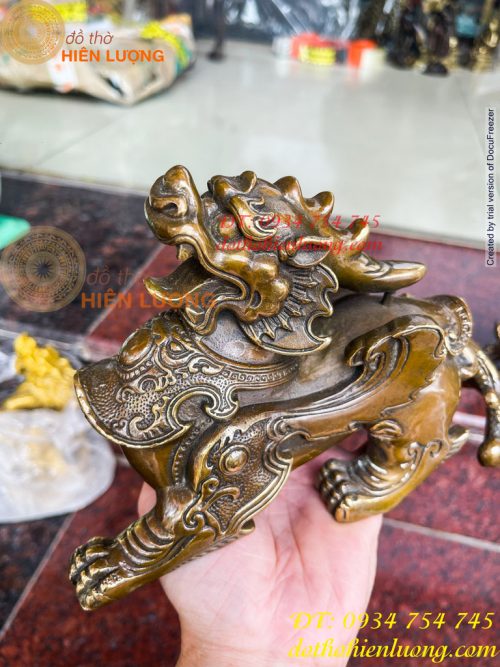 Đôi Tỳ Hưu Có Cánh Bằng Đồng Hun Cao 14cm, nặng 2,5kg