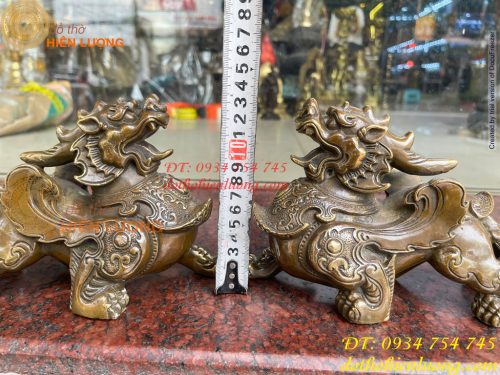 Đôi Tỳ Hưu Có Cánh Bằng Đồng Hun Cao 14cm, nặng 2,5kg
