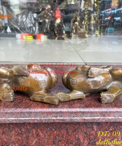 Đôi Tỳ Hưu Có Cánh Bằng Đồng Hun Cao 14cm, nặng 2,5kg