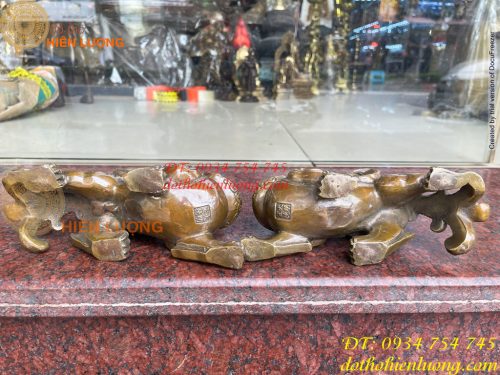 Đôi Tỳ Hưu Có Cánh Bằng Đồng Hun Cao 14cm, nặng 2,5kg