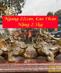 Đôi Tỳ Hưu Có Cánh Bằng Đồng Hun Cao 14cm, nặng 2,5kg