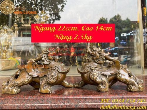 Đôi Tỳ Hưu Có Cánh Bằng Đồng Hun Cao 14cm, nặng 2,5kg
