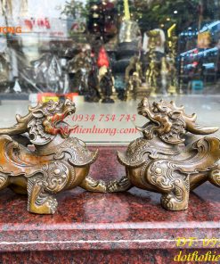 Đôi Tỳ Hưu Có Cánh Bằng Đồng Hun Cao 14cm, nặng 2,5kg