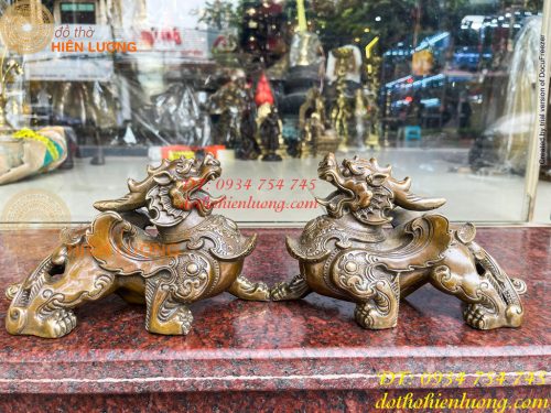Đôi Tỳ Hưu Có Cánh Bằng Đồng Hun Cao 14cm, nặng 2,5kg