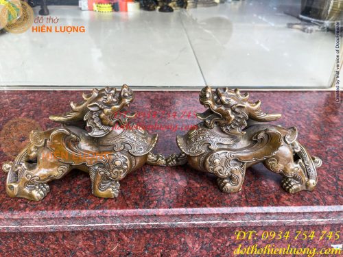 Đôi Tỳ Hưu Có Cánh Bằng Đồng Hun Cao 14cm, nặng 2,5kg