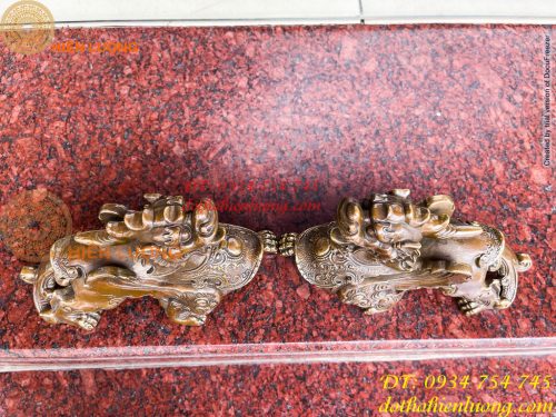 Đôi Tỳ Hưu Có Cánh Bằng Đồng Hun Cao 14cm, nặng 2,5kg