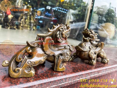 Đôi Tỳ Hưu Có Cánh Bằng Đồng Hun Cao 14cm, nặng 2,5kg