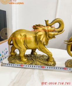 Đôi Voi Rừng Bằng Đồng Phong Thủy Ngang 28cm Cao 24cm