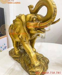Đôi Voi Rừng Bằng Đồng Phong Thủy Ngang 28cm Cao 24cm