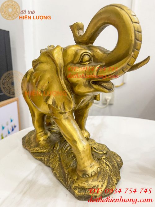 Đôi Voi Rừng Bằng Đồng Phong Thủy Ngang 28cm Cao 24cm
