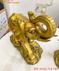 Đôi Voi Rừng Bằng Đồng Phong Thủy Ngang 28cm Cao 24cm