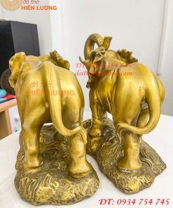 Đôi Voi Rừng Bằng Đồng Phong Thủy Ngang 28cm Cao 24cm