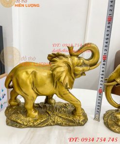 Đôi Voi Rừng Bằng Đồng Phong Thủy Ngang 28cm Cao 24cm